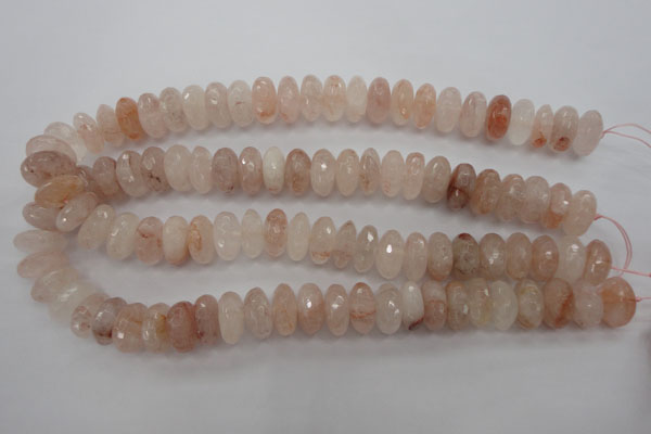 CPQ215 15.5 inches 8*16mm faceted rondelle natural pink quartz beads