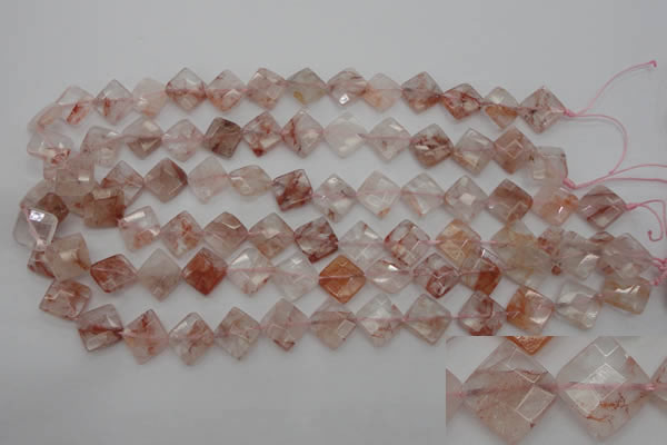 CPQ225 15.5 inches 12*12mm faceted diamond natural pink quartz beads