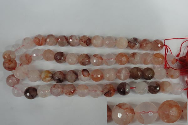 CPQ26 15.5 inches 14mm faceted round natural pink quartz beads