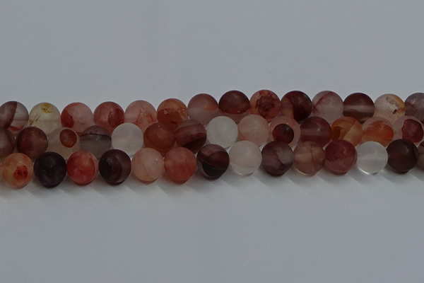 CPQ304 15.5 inches 12mm round matte pink quartz beads wholesale