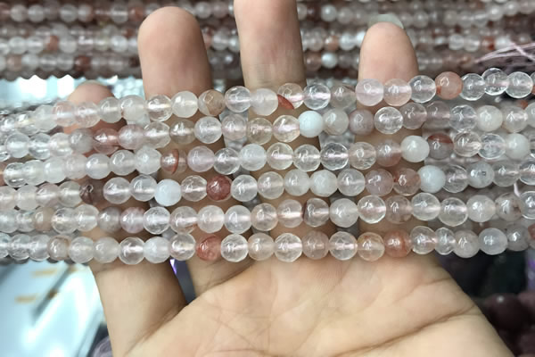 CPQ310 15.5 inches 4mm faceted round pink quartz beads wholesale
