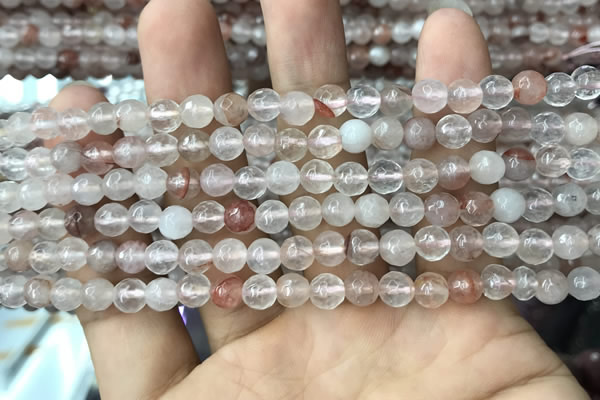 CPQ311 15.5 inches 6mm faceted round pink quartz beads wholesale