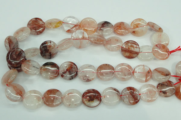 CPQ50 15.5 inches 20mm flat round natural pink quartz beads