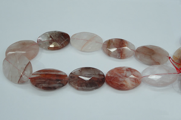 CPQ65 15.5 inches 30*40mm faceted oval natural pink quartz beads