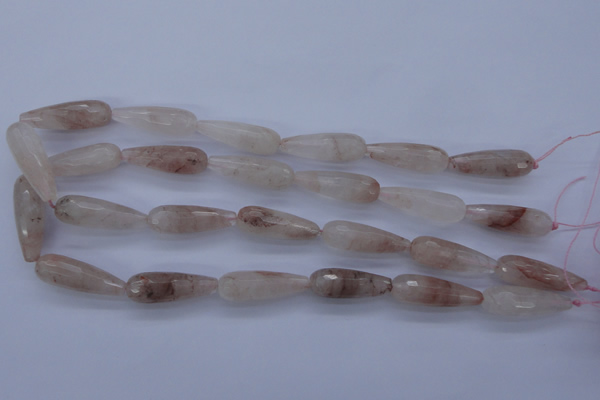 CPQ78 15.5 inches 10*30mm faceted teardrop natural pink quartz beads