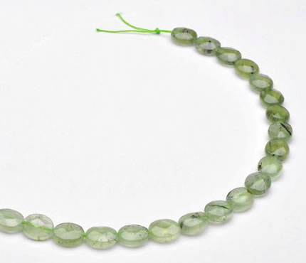 CPR11 A grade 10*12mm faceted oval natural prehnite stone beads