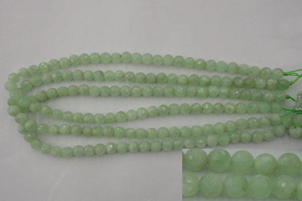 CPR111 15.5 inches 6mm faceted round natural prehnite beads wholesale