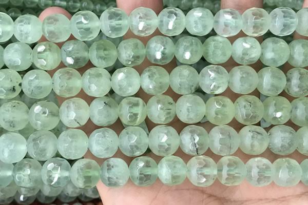 CPR366 15.5 inches 8mm faceted round prehnite gemstone beads