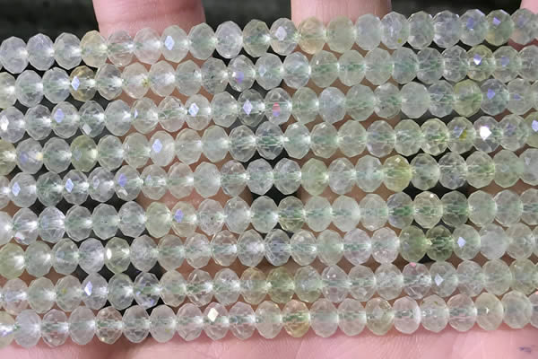 CPR380 15.5 inches 4*6mm faceted rondelle prehnite gemstone beads