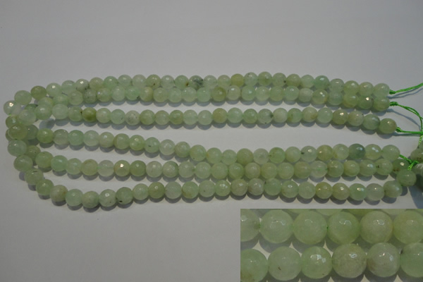 CPR52 15.5 inches 8mm faceted round natural prehnite beads