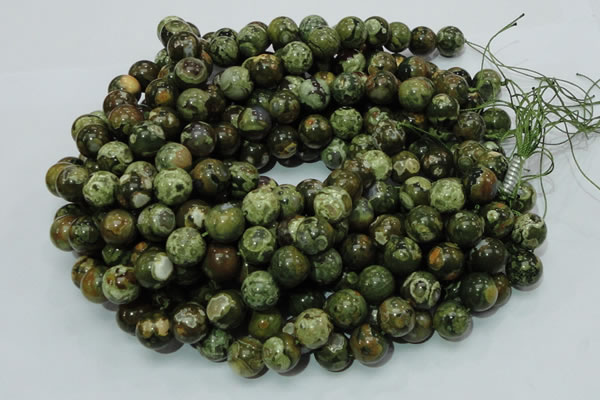 CPS06 15.5 inches 14mm round green peacock stone beads wholesale