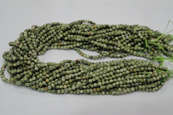 CPS110 15.5 inches 4mm round green peacock stone beads wholesale