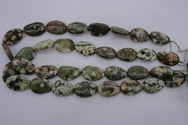 CPS148 15.5 inches 18*25mm freeform green peacock stone beads