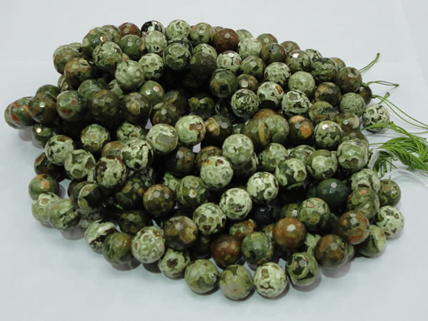 CPS60 15.5 inches 18mm faceted round green peacock stone beads