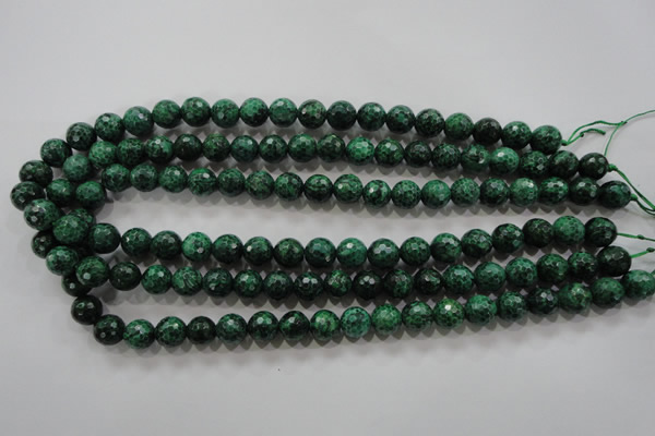 CPT215 15.5 inches 10mm faceted round green picture jasper beads