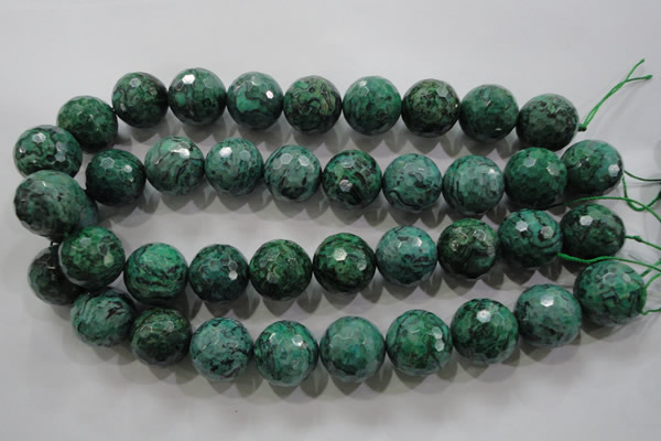 CPT220 15.5 inches 20mm faceted round green picture jasper beads