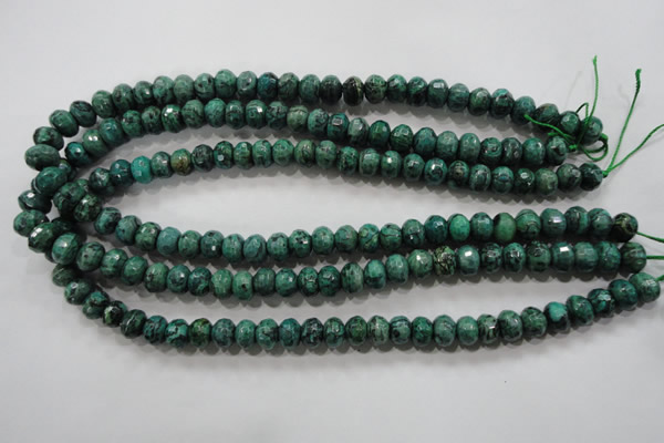 CPT223 15.5 inches 6*10mm faceted rondelle green picture jasper beads