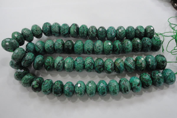 CPT227 15.5 inches 12*20mm faceted rondelle green picture jasper beads