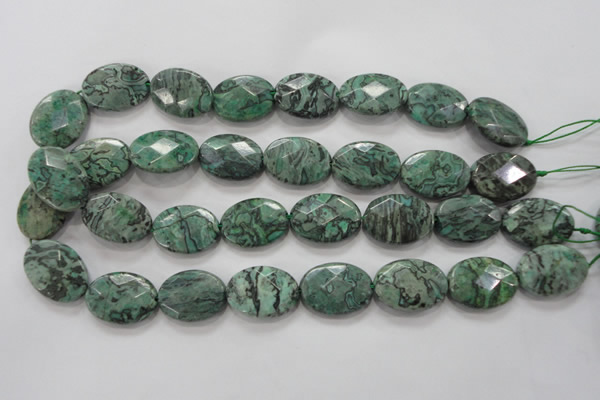 CPT241 15.5 inches 18*25mm faceted oval green picture jasper beads