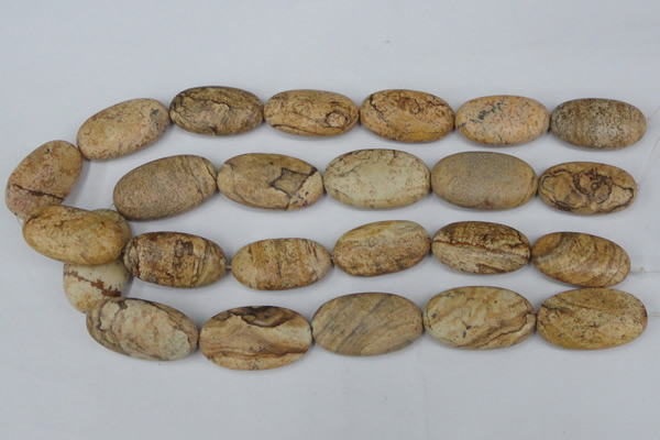 CPT255 15.5 inches 20*35mm oval picture jasper beads wholesale