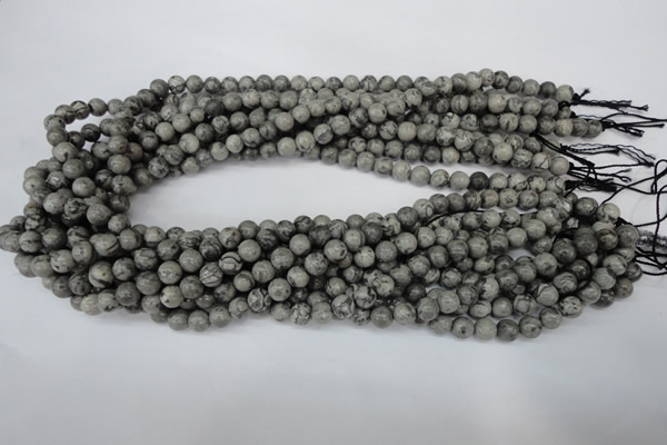 CPT352 15.5 inches 6mm round grey picture jasper beads wholesale