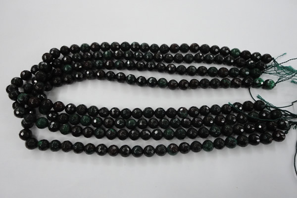 CPT402 15.5 inches 8mm faceted round green picture jasper beads