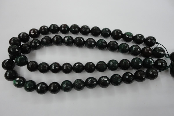 CPT405 15.5 inches 14mm faceted round green picture jasper beads