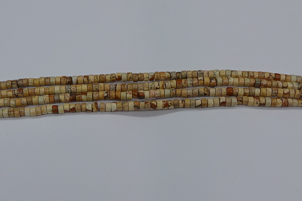 CPT461 15.5 inches 2*4mm heishi picture jasper beads wholesale