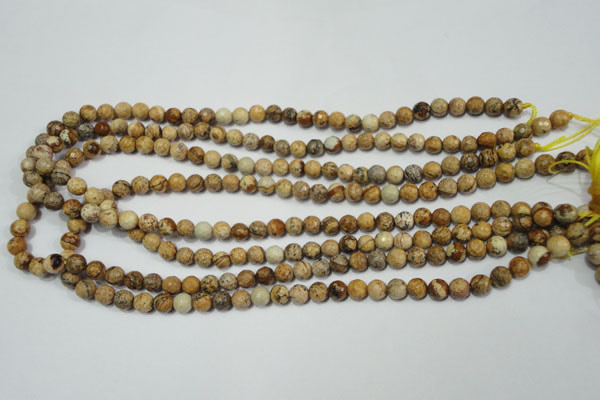 CPT501 15.5 inches 6mm faceted round picture jasper beads wholesale
