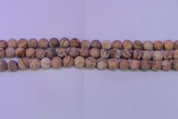 CPT521 15.5 inches 6mm round matte picture jasper beads
