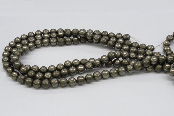 CPY07 16 inches 10mm round pyrite gemstone beads wholesale