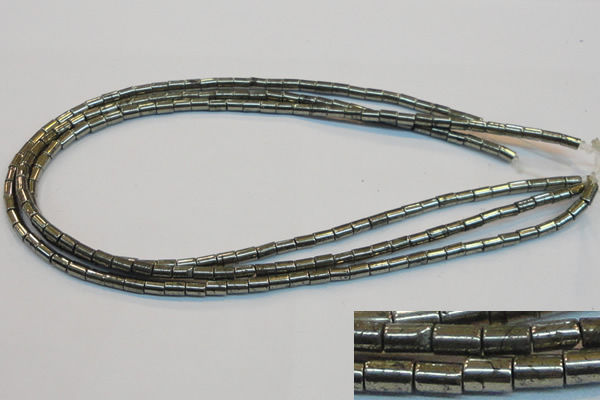 CPY125 15.5 inches 4*6mm tube pyrite gemstone beads wholesale