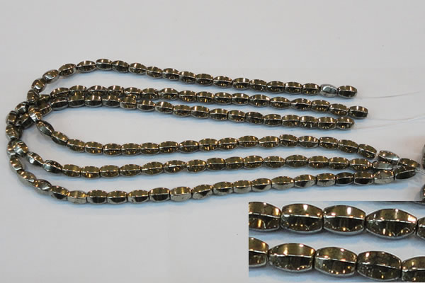 CPY141 15.5 inches 6*10mm rice pyrite gemstone beads wholesale