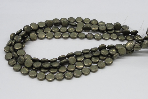 CPY17 16 inches 12mm coin pyrite gemstone beads wholesale