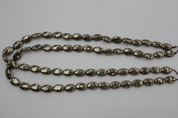 CPY231 15.5 inches 8*12mm oval pyrite gemstone beads wholesale