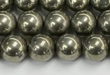 CPY261 15.5 inches 6mm round pyrite gemstone beads wholesale