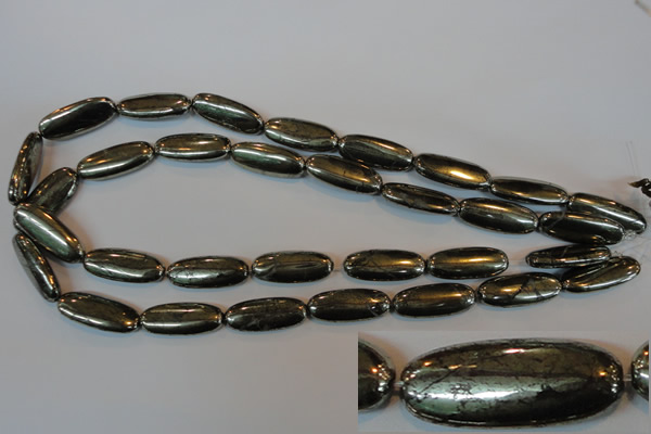 CPY311 15.5 inches 10*25mm oval pyrite gemstone beads wholesale