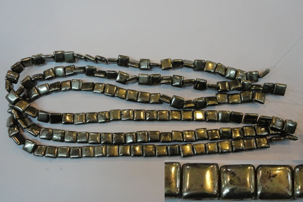 CPY315 15.5 inches 8*8mm square pyrite gemstone beads wholesale