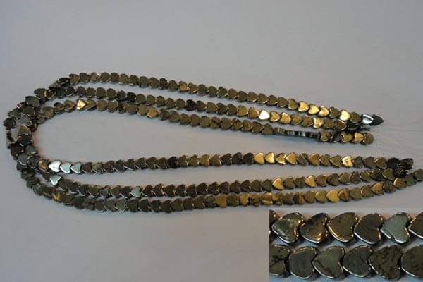 CPY330 15.5 inches 6*6mm heart pyrite gemstone beads wholesale