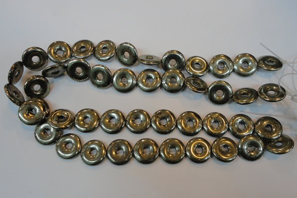 CPY339 15.5 inches 18mm donut pyrite gemstone beads wholesale