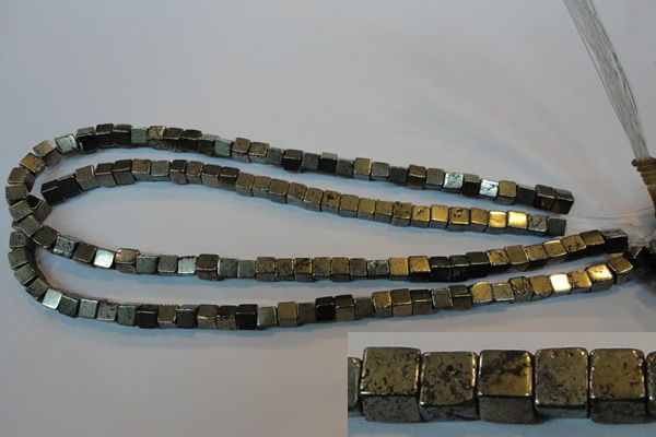 CPY351 15.5 inches 6*6mm cube pyrite gemstone beads wholesale