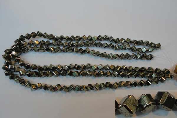 CPY361 15.5 inches 6*6mm faceted cube pyrite gemstone beads