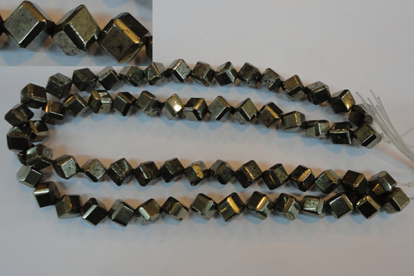 CPY363 15.5 inches 10*10mm faceted cube pyrite gemstone beads
