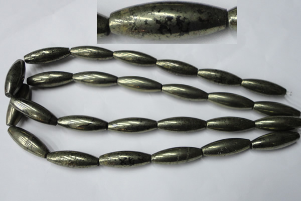 CPY368 15.5 inches 10*30mm rice pyrite gemstone beads wholesale