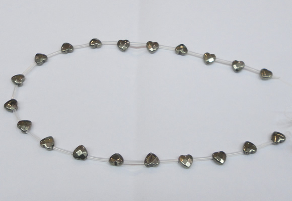 CPY393 Top drilled 8*8mm faceted heart pyrite gemstone beads wholesale