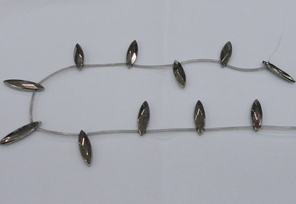 CPY398 Top drilled 8*30mm faceted marquise pyrite gemstone beads