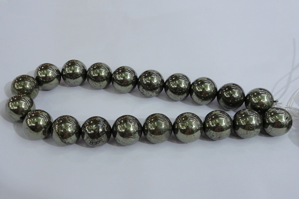 CPY409 15.5 inches 20mm round pyrite gemstone beads wholesale