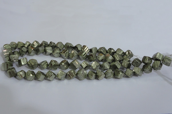 CPY411 15.5 inches 10*10mm faceted cube pyrite gemstone beads