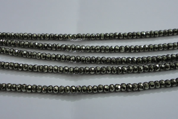 CPY427 15.5 inches 2.5*4mm faceted rondelle pyrite gemstone beads
