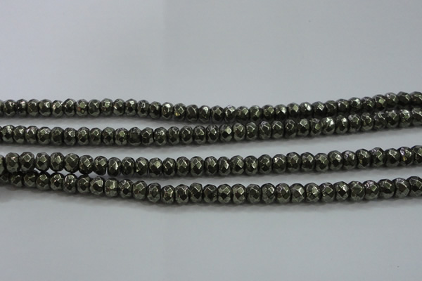 CPY428 15.5 inches 4*6mm faceted rondelle pyrite gemstone beads